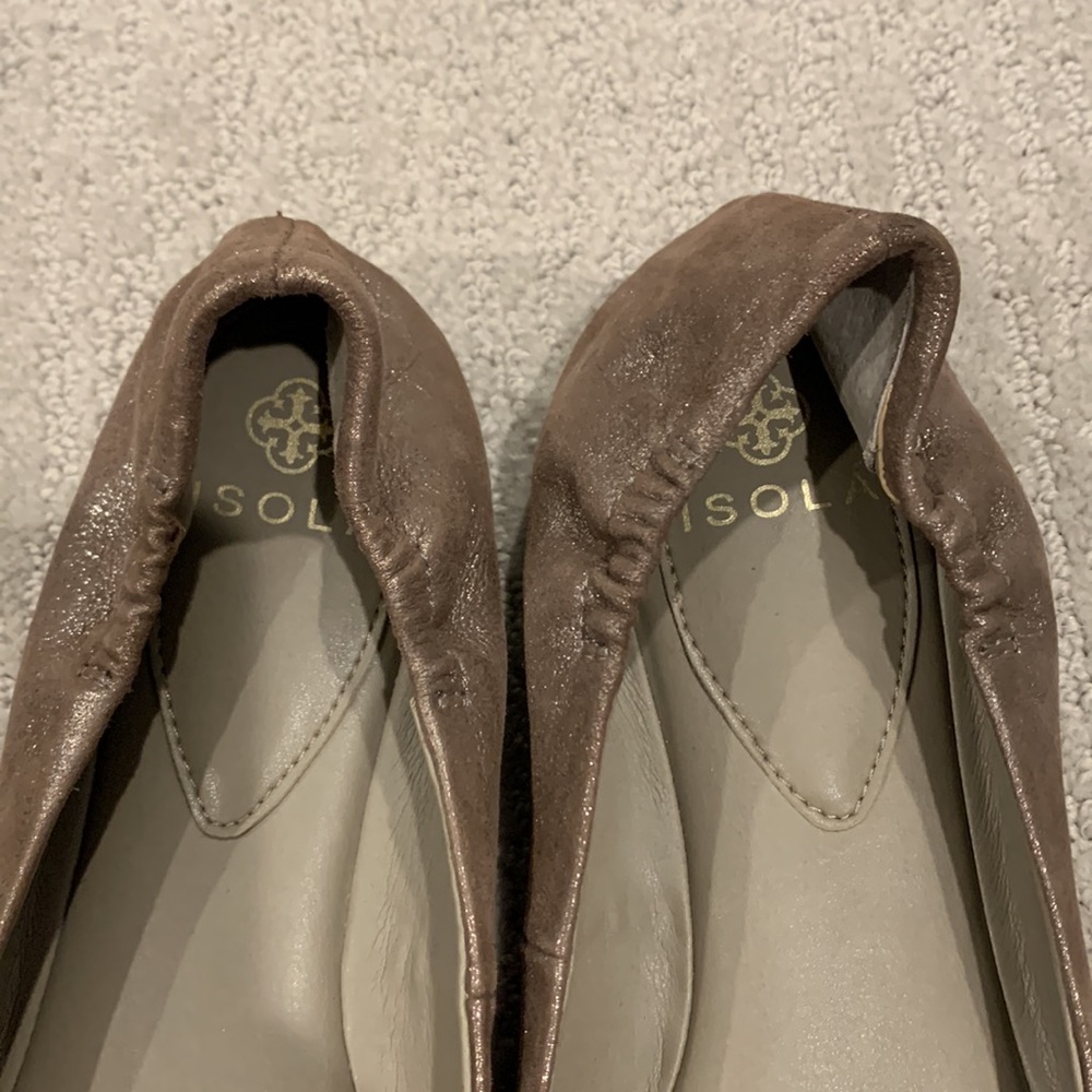 Size 7.5 Sparkly Champagne Color Pointed Flats Fr… - image 8